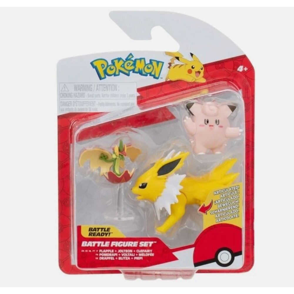 Pokémon Battle Figure Set Jolteon Clefairy Flapple Articulated Action Figures 4+